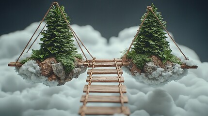 Majestic Floating Islands with Lush Greenery and Clouds