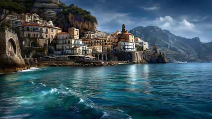 Vibrant amalfi coastline italy scenic view urban landscape