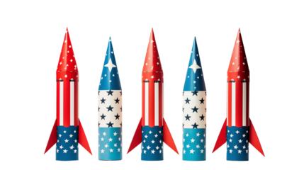 Festive American Flag Rockets Paper Craft Design