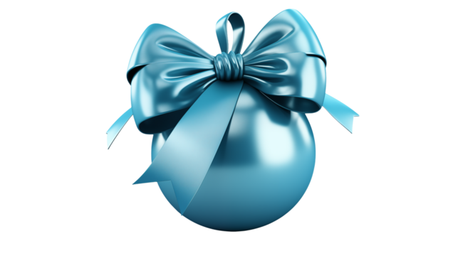 Festive Blue Bauble with Elegant Bow perfect for Holiday Decoration