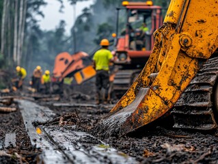Heavy Machinery in Rainforest for Land Clearing by Conservation Team