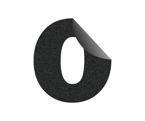 Black Number 0 Sticker with Torn Edge