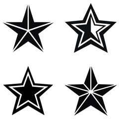 Obraz premium Four Black and White Star Variations Illustration with Geometric Designs