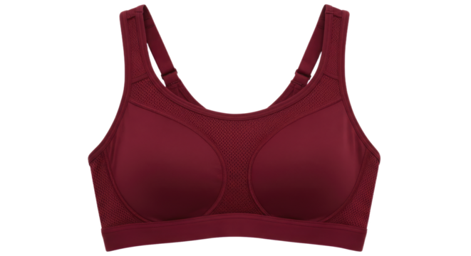 Maroon Sports Bra with Mesh Detailing.