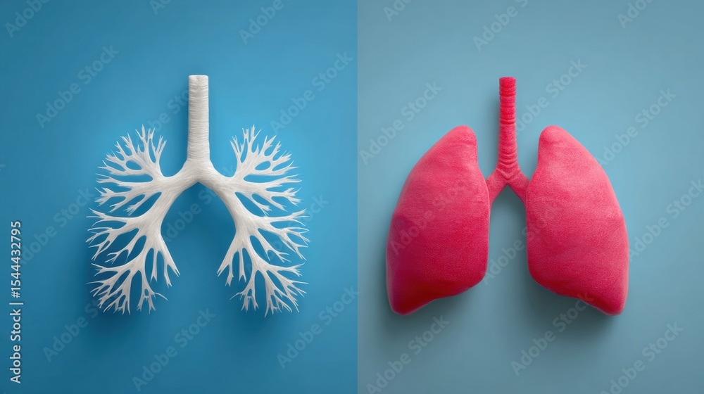 Poster comparison of lung cancer and asthma symptoms through visual representation of affected lung structu