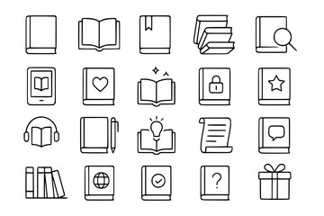 Books and Reading Line Icons Set