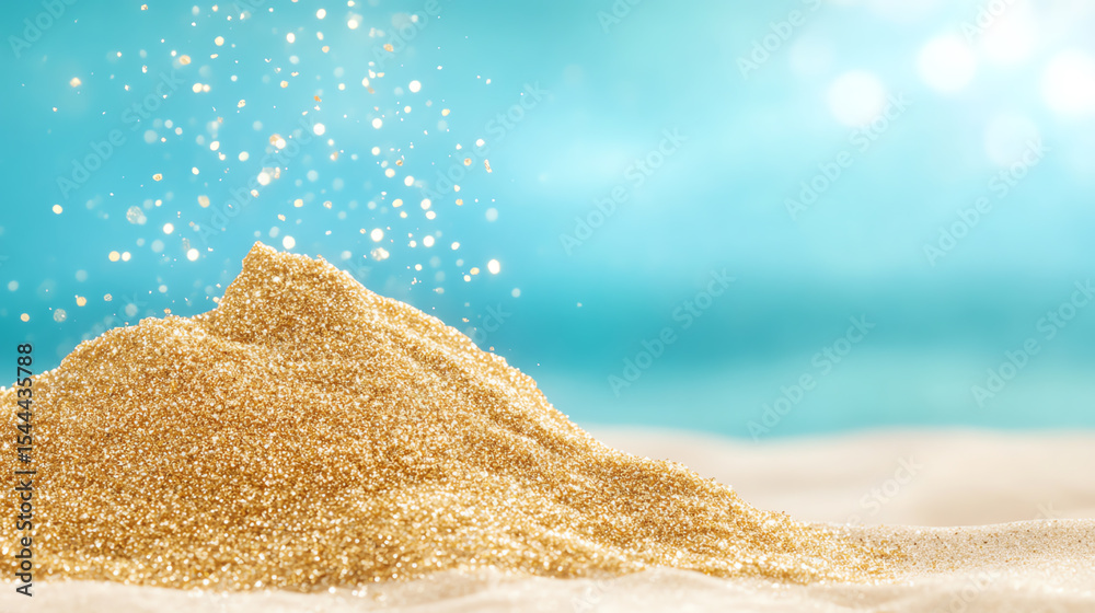 Aufkleber a close-up of golden sand sparkling under sunlight, evoking serene beach vibes and a sense of relaxa