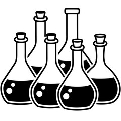 Scientific Flask Line Art Set 