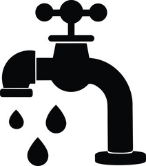 water tap vector silhouette art and illustration