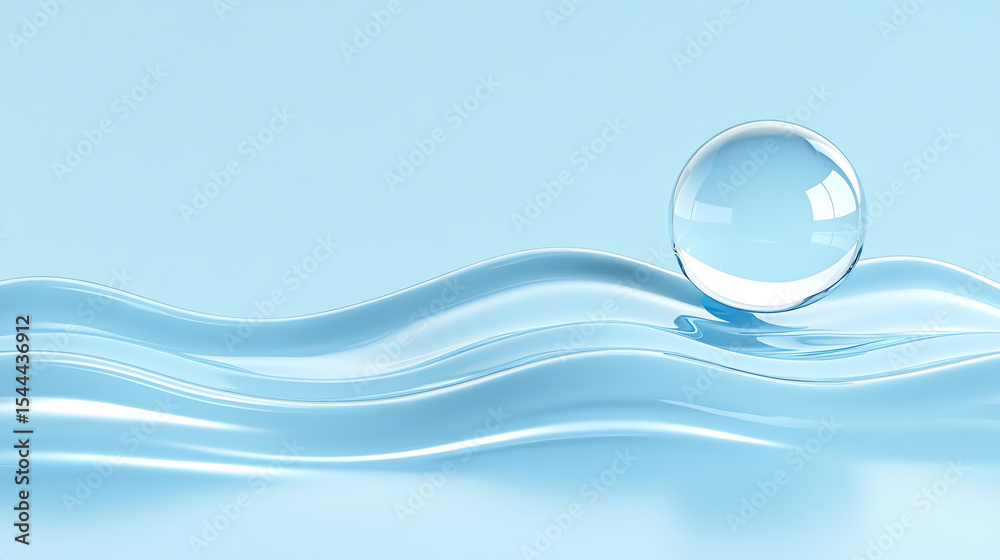 Aufkleber a serene image of a water droplet resting on soft waves, capturing the essence of tranquility and fl