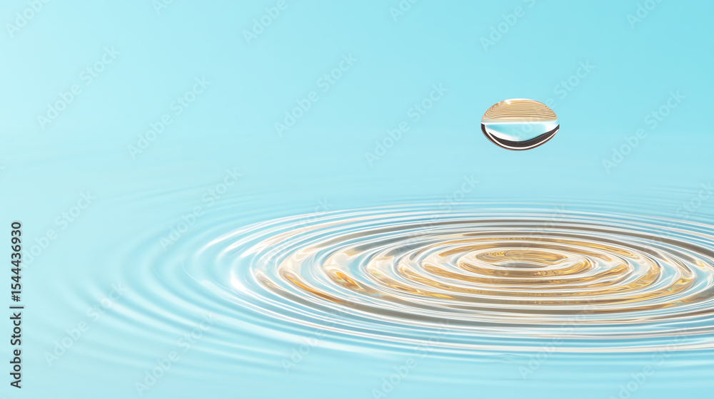 Aufkleber a serene image showcasing a water droplet creating ripples on a calm blue surface, symbolizing tranq