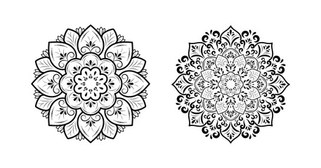 Set of circular mandalas isolated on white background