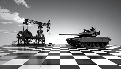 Tank vs Oil Derrick on a Chessboard
