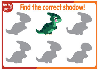find the correct shadow shape. Kids educational puzzle. Funny little wild mammal cartoon character. Find the correct silhouette. Kids logic educational task. Vector