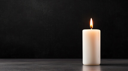 A solitary candle illuminated against a dark background, creating a serene and calming atmosphere perfect for relaxation.