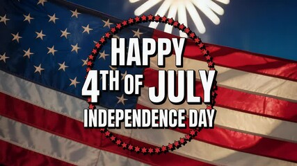 Waving american flag fireworks 4th of july background - Powered by Adobe