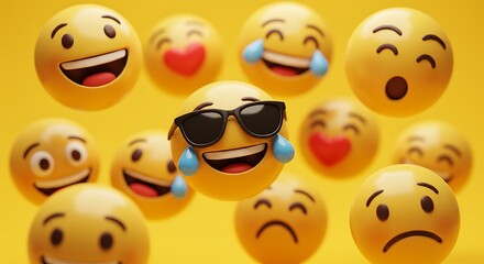 Obraz premium Celebrate World Emoji Day A Colorful Collection of Emojis