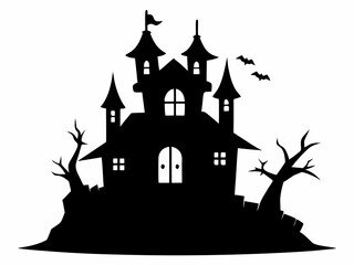 Halloween hunted house black silhouette vector,hunted house icon illustration