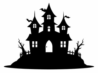 Halloween hunted house black silhouette vector,hunted house icon illustration