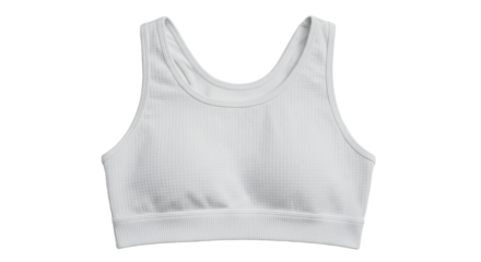 Stylish White Ribbed Sports Bra.
