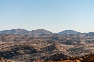 Outlook over the Kuiseb pass viewpoint in Namibia, an area that strongly resembles a lunar...
