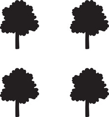 Simple tree silhouettes isolated vector on white background. Premium vector illustration. 