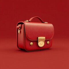 3D design of a red leather purse, offering both luxury and practicality in a compact accessory.