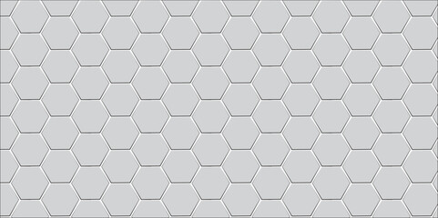 Seamless geometric hexagon pattern with honeycomb texture and grey metal tile design
