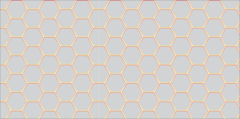 Seamless hexagon honeycomb geometric pattern with yellow and orange mosaic texture