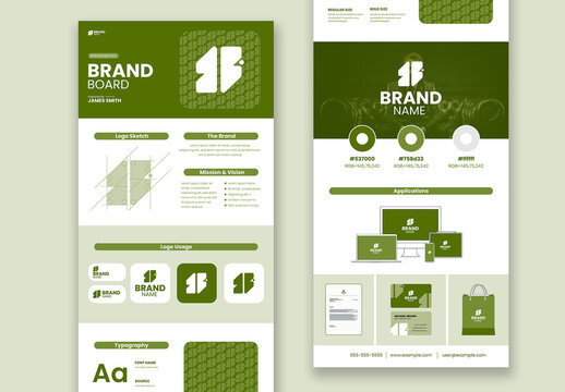 Brand Board Design Layout With Green Accent