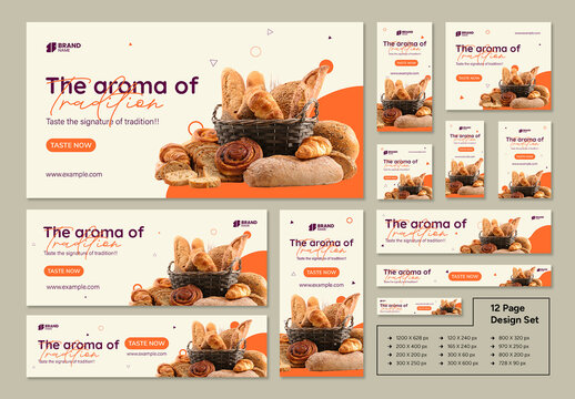 Bakery Bread Web Ad Banner Set Layout