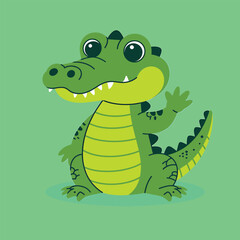 Fototapeta premium Cute cartoon snake and reptile character illustration in green vector style