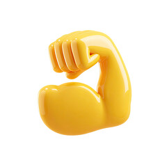 Yellow Arm Flexing Bicep Emoji on Transparent Background vibrant yellow arm