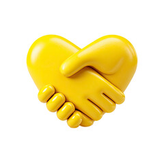 Yellow Handshake Forming Heart Shape Symbolizing Partnership on transparent background