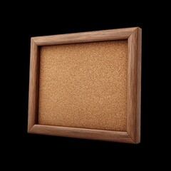 Fototapeta premium Empty pin board with cork surface and wooden frame, perfect for organizing notes and reminders. This stylish board adds touch of elegance to any workspace or home office