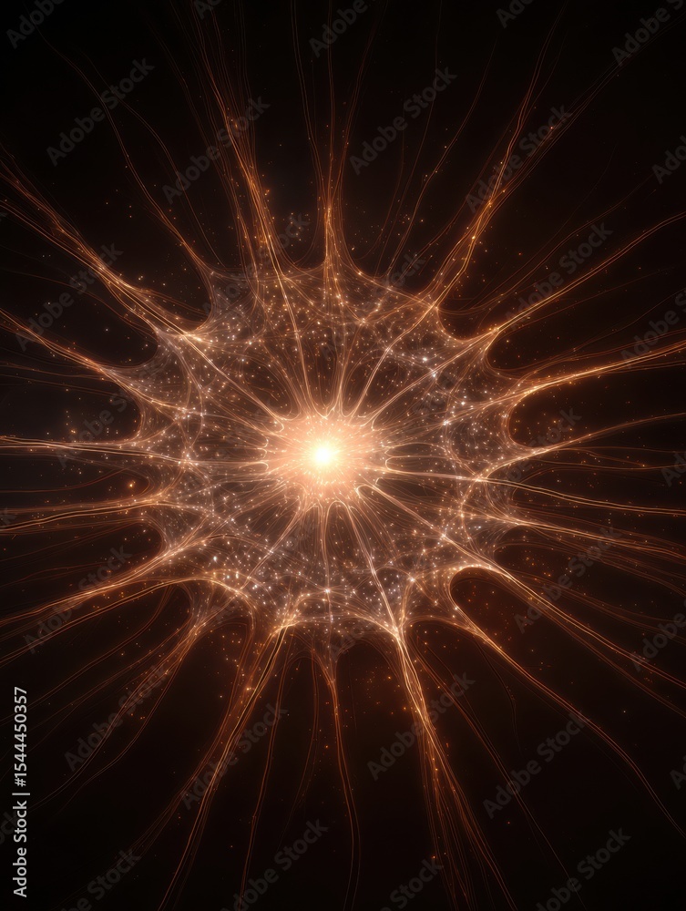 Aufkleber glowing brain center with nerve rays spreading out in a radial layout showcasing neural connections 