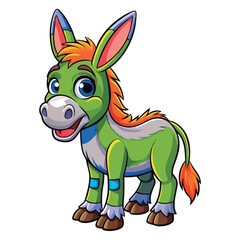 Fototapeta premium Cute cartoon donkey smiles brightly.