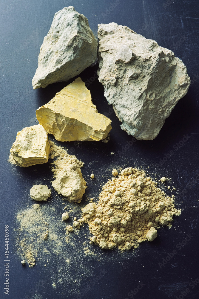 Poster uranium yellowcake in its raw mineral form generative ai
