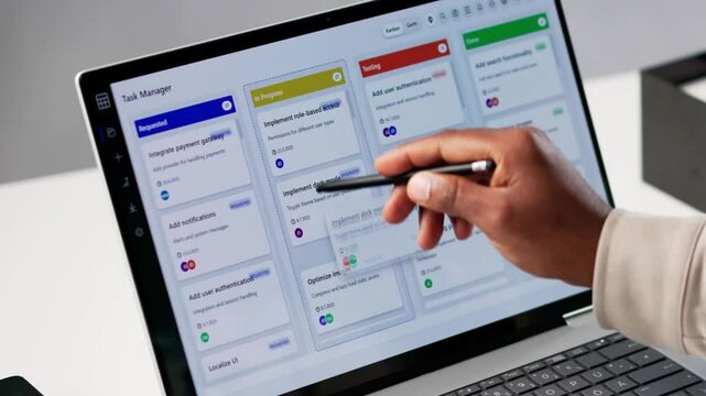 Kanban Project Management Software On Laptop