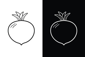 Rutabaga Vector Line Art. Clean Outline Icon on White Black Background