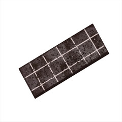 Dark chocolate bar illustration for World Chocolate Day. Top view, flat design, isolated on white. Perfect for packaging, banners, and sweet treat concepts.