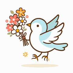 illustration of a bird carrying flowers