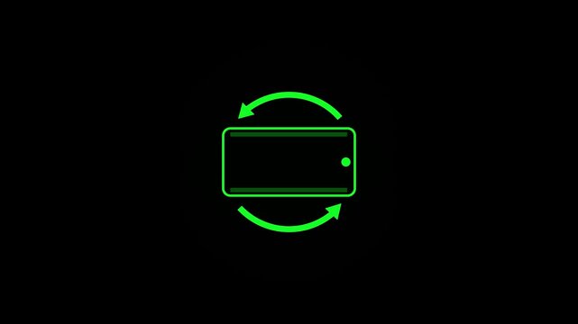 Device Phone Rotation. Turn you Smart phone and rotate device screen, Phone flip sign, Phone Rotation animation. 360 degree rotation with black background.