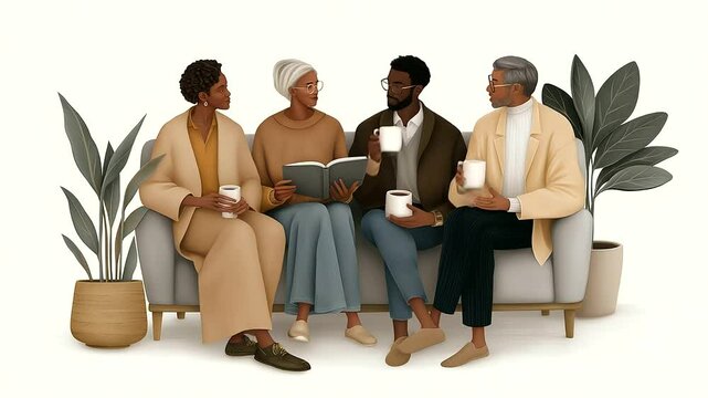 Relaxed Meeting Scene with Colleagues Discussing Ideas