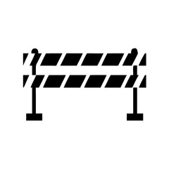 Barricade Icon Striped Barrier Board on Two Stands Vector Silhouette Flat Icon Design