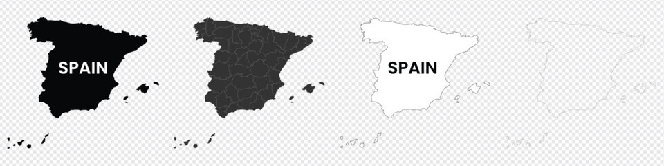Obraz premium Spain Map . Spain map municipal, region, state division. Spanish Border . State Country . Transparent background.
