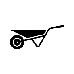 Wheelbarrow Icon Side View of a Single Wheel Barrow Vector Silhouette Flat Icon Design
