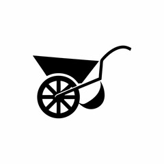 Wheelbarrow Icon Single Wheel Barrow with Handle Vector Silhouette Flat Icon Design
