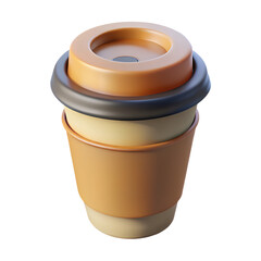 3D Coffee Tea Cup Flat Icon Design On White Background