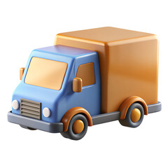 3D Fast Shipping Truck Vehicle On White Background